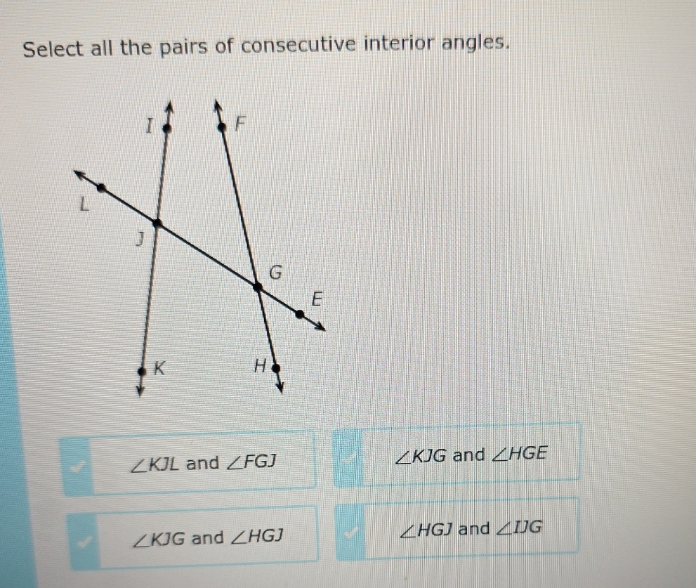 Solved Select all the pairs of consecutive interior | Chegg.com