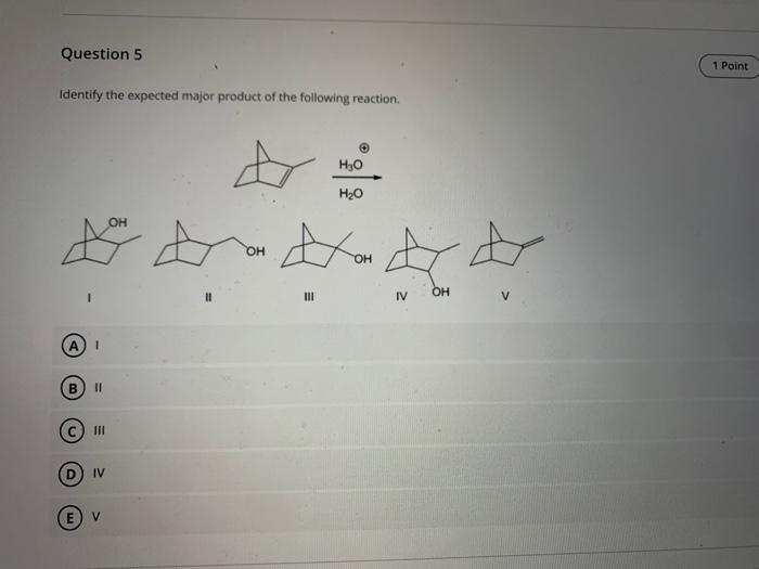 Solved Question 5 1 Point Identify the expected major | Chegg.com