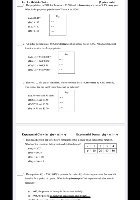 solved multiple choice questiona decrease in the... Solved Part 1 - Multiple Choice 12 points each 1. The | Chegg.com