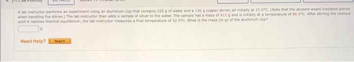 Solved A lab instructor performs an experiment using an | Chegg.com