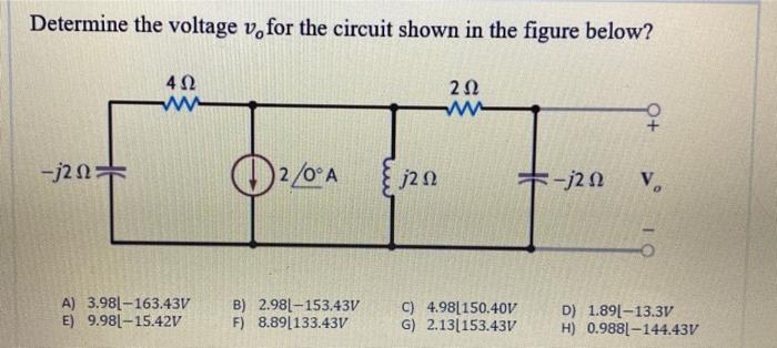 Solved Determine the voltage v, for the circuit shown in the | Chegg.com
