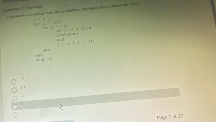 Solved Question 7 15 points) Examine the following code. | Chegg.com