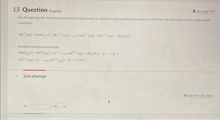 Solved 13 Question (1 point) See page 917 Use the | Chegg.com