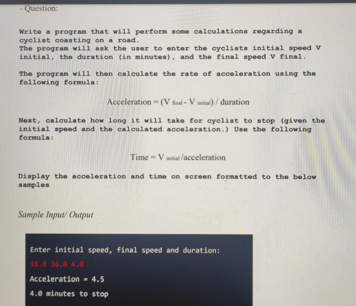 Solved - Question: Write a program that will perform some | Chegg.com