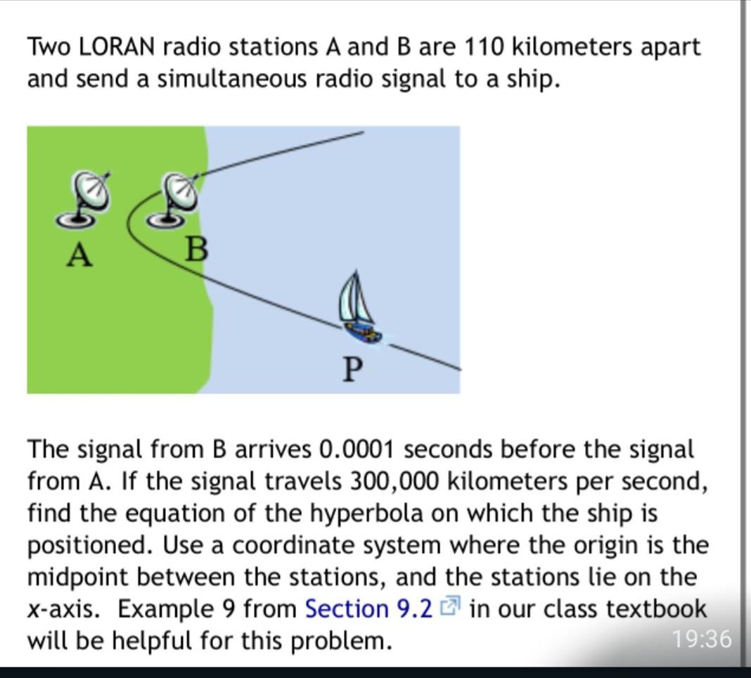 Two Loran Radio Stations A And B Are 110 Kilometers 