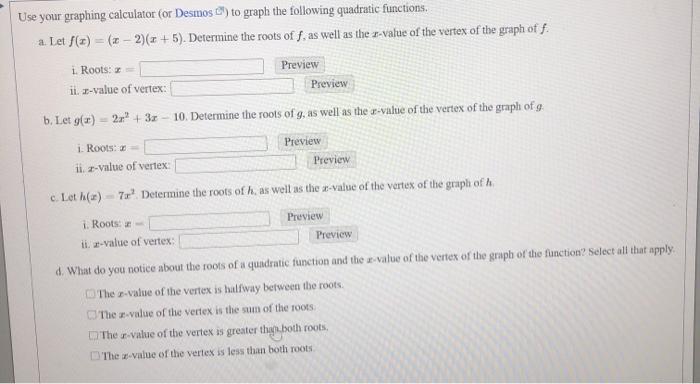 Solved Use your graphing calculator (or Desmos ) to graph | Chegg.com