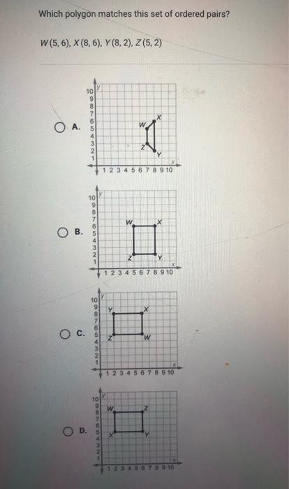 Solved Which Polygon Matches This Set Of Ordered Pairs W Chegg Com