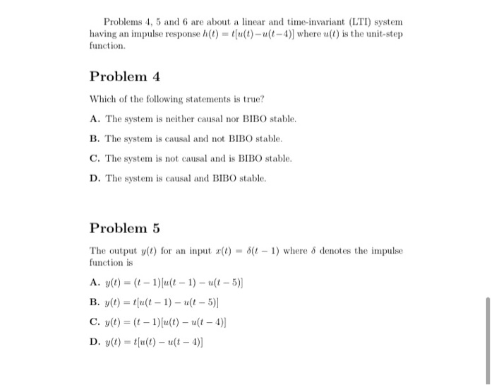 Solved Problems 4, 5 and 6 are about a linear and | Chegg.com