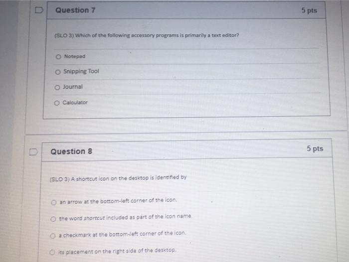 Solved Question 7 5 pts (SLO 3) Which of the following | Chegg.com
