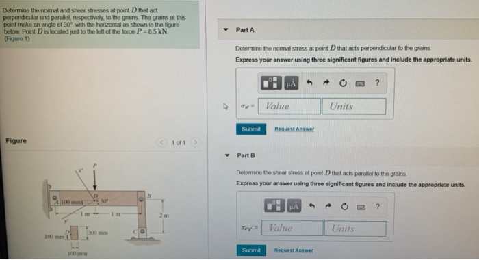 Solved Determine the normal and shear stresses at point that | Chegg.com