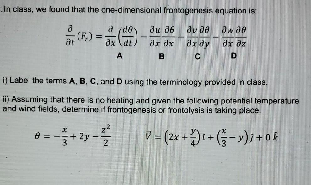 Solved In Class We Found That The One Dimensional Fron Chegg Com