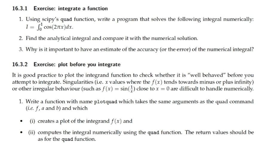 Solved 16.3.1 Exercise: Integrate A Function 1. Using | Chegg.com