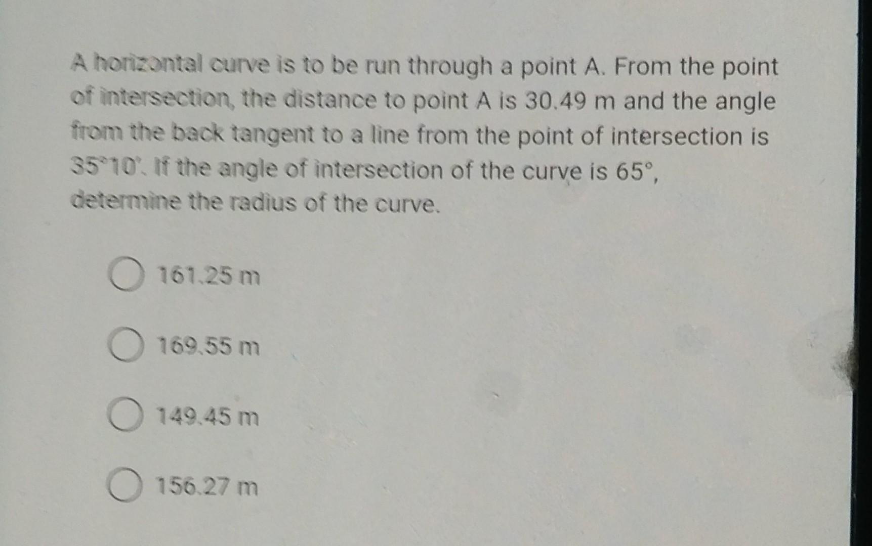 point of intersection horizontal curve