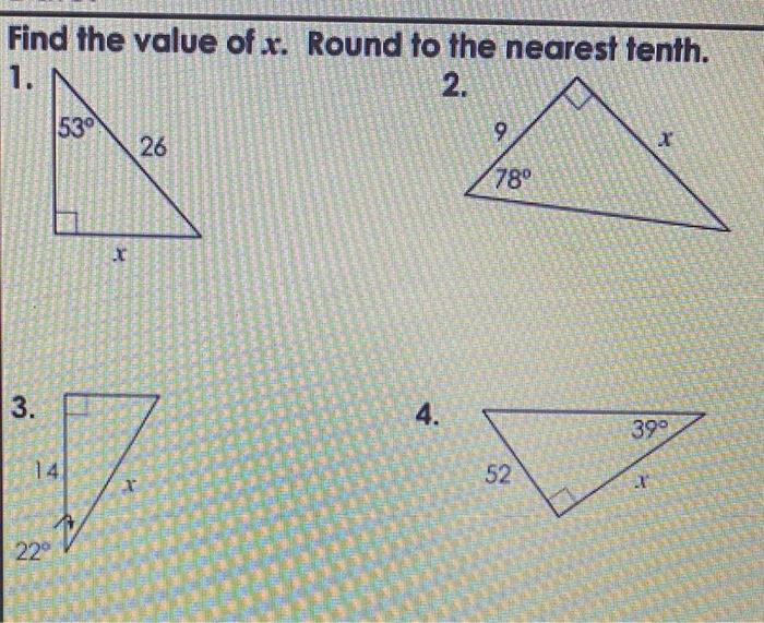 Solved Find The Value Of X. Round To The Nearest Tenth. 1. | Chegg.com