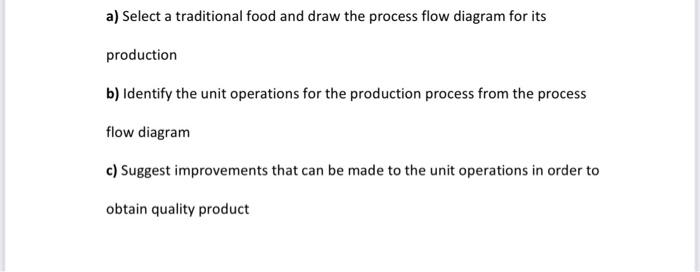 Solved a) Select a traditional food and draw the process | Chegg.com