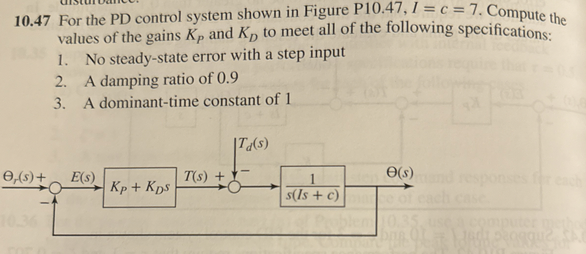 Solved 10.47 ﻿For the PD control system shown in Figure | Chegg.com