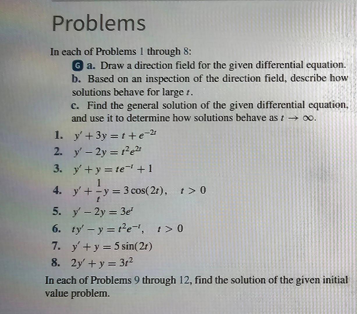 Solved In Each Of Problems 1 Through 8: G A. Draw A | Chegg.com