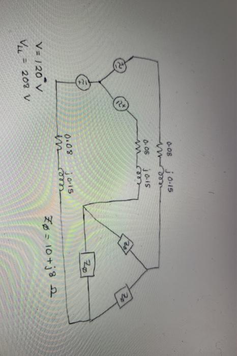 Solved 2. A 208 V three phase power system is shown below. | Chegg.com