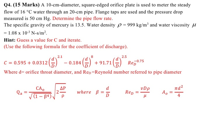 orifice flow rate calculator water