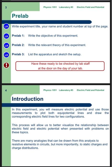Solved Prelab LR Write experiment title, your name and | Chegg.com