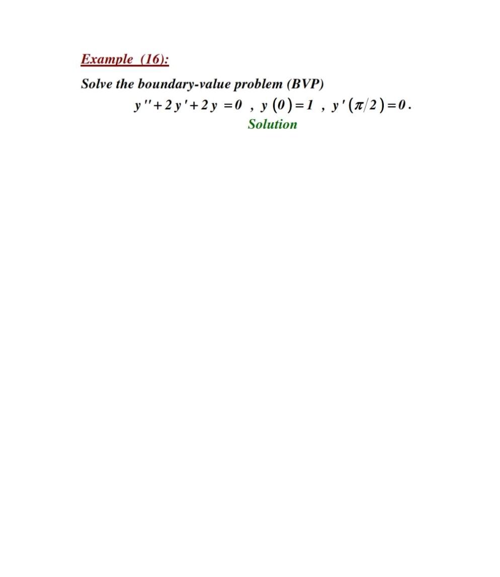 Solved Example (16): Solve the boundary-value problem (BVP) | Chegg.com