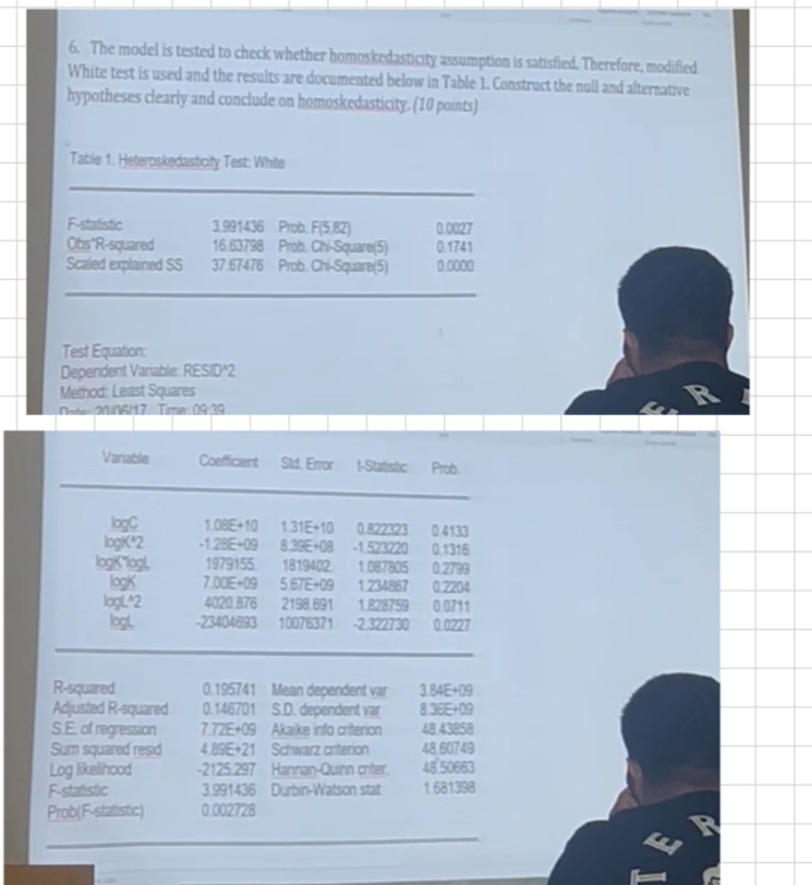 Solved The model is tested to check whether homoskedasticity | Chegg.com