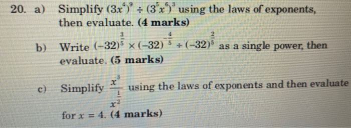 Solved A Simplify 3 X 3x Using The Laws Of Ex Chegg Com