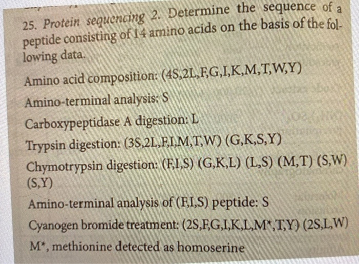 Solved a 25. Protein sequencing 2. Determine the sequence of | Chegg.com