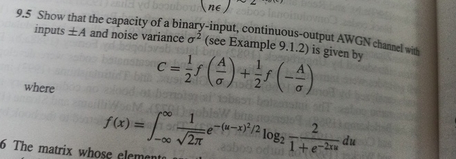 Solved 9.5 ﻿Show that the capacity of a binary-input, | Chegg.com