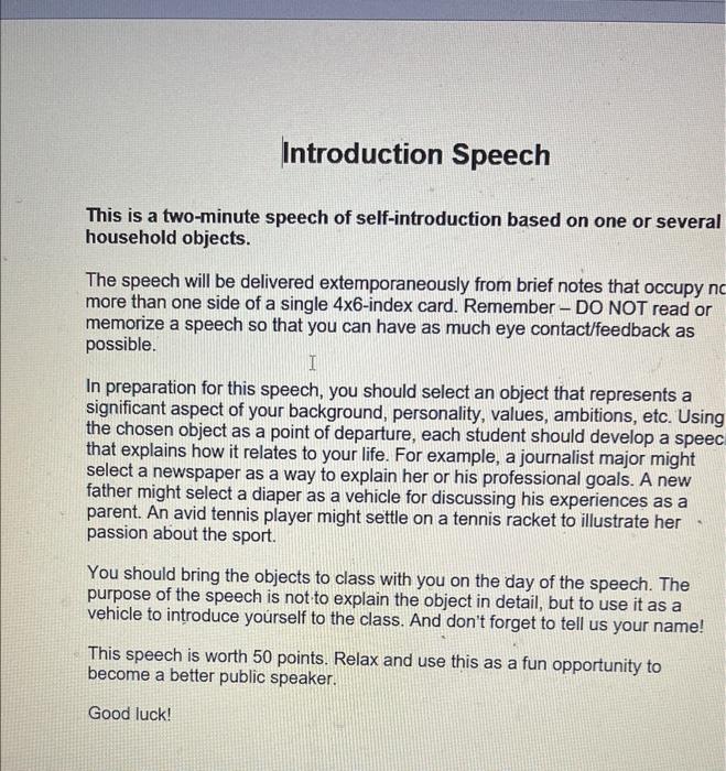 introduction of a speech