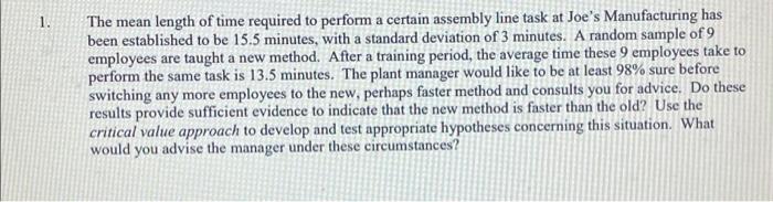 Solved 1 a The mean length of time required to perform a | Chegg.com