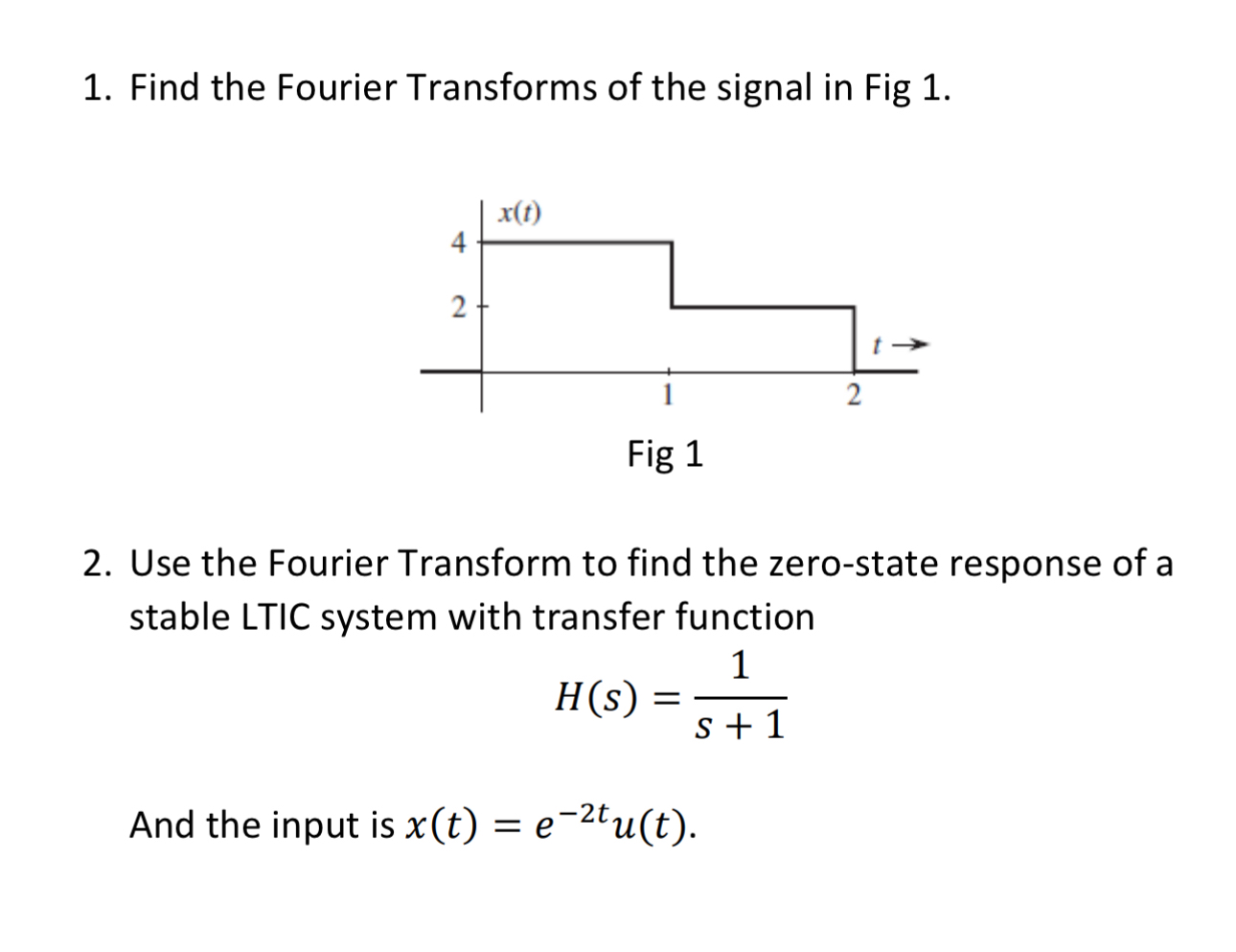 Solved Find the Fourier Transforms of the signal in Fig | Chegg.com