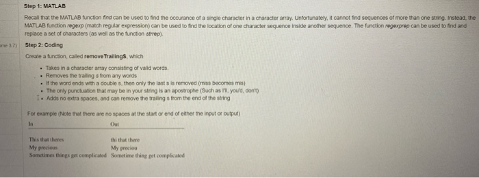 Solved Step 1: MATLAB Recall that the MATLAB function find | Chegg.com