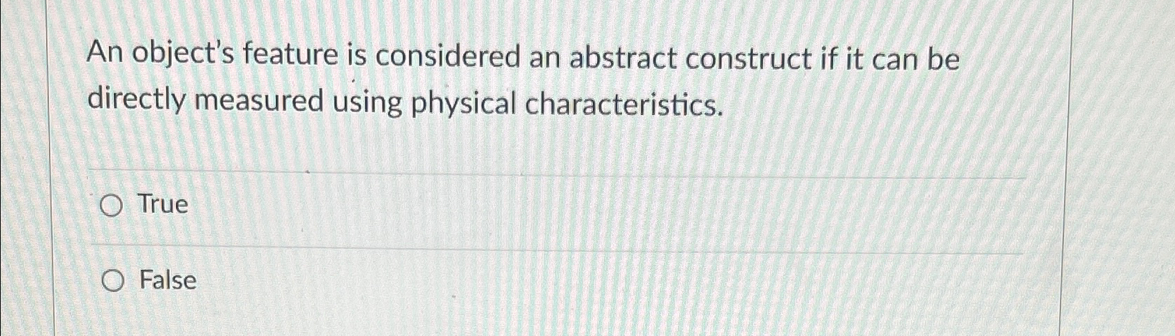 Solved An object's feature is considered an abstract | Chegg.com