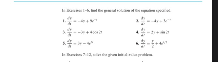 Di Math Solution Solved 1. 2. di di In Exercises 1-6, find the general | Chegg.com