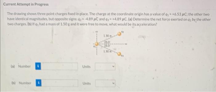 Solved Current Attempt in Progress The drawing shows three | Chegg.com