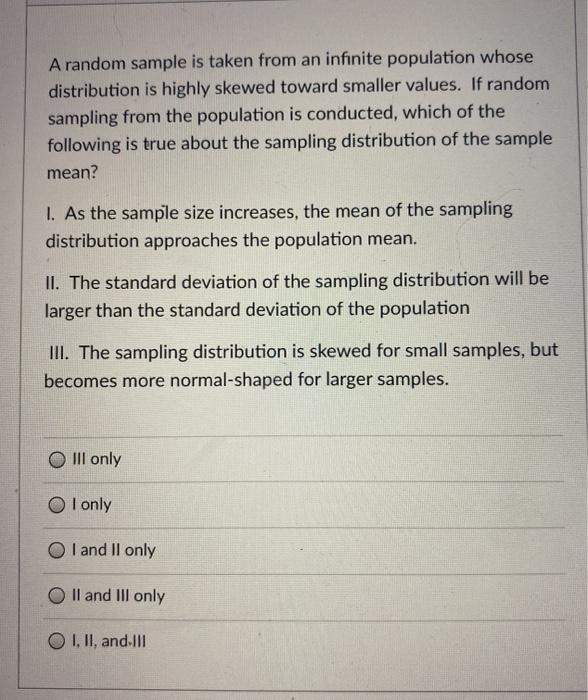 Solved A random sample is taken from an infinite population | Chegg.com