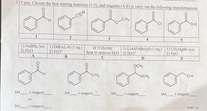 Solved SM___ + reagent_ SM__+ +eagent SM__+reagent SM + | Chegg.com