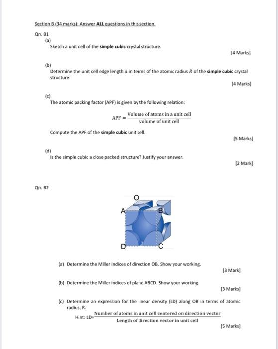 Solved Section B (34 Marks): Answer All Questions. In This | Chegg.com