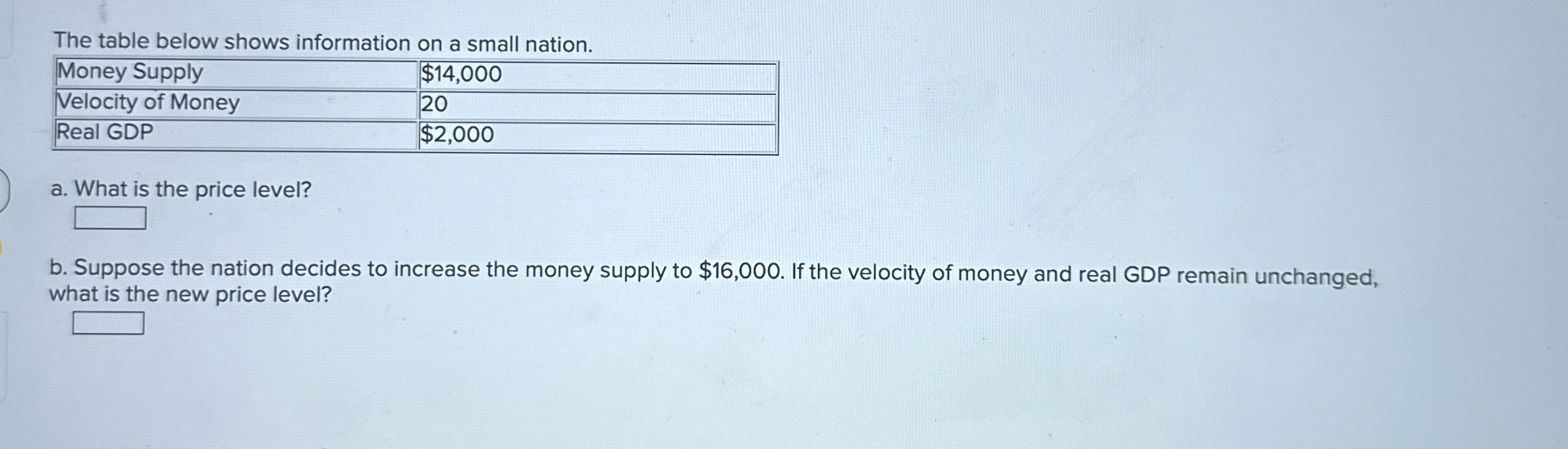 Solved The table below shows information on a small | Chegg.com