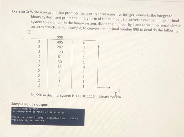 Solved Exercise 1: Write a program that prompts the user to | Chegg.com
