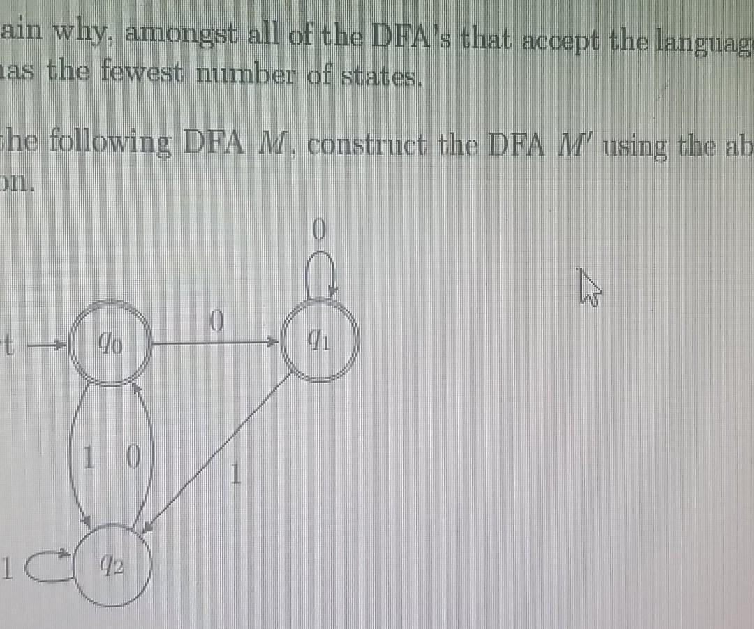 Solved ain why, amongst all of the DFA's that accept the | Chegg.com