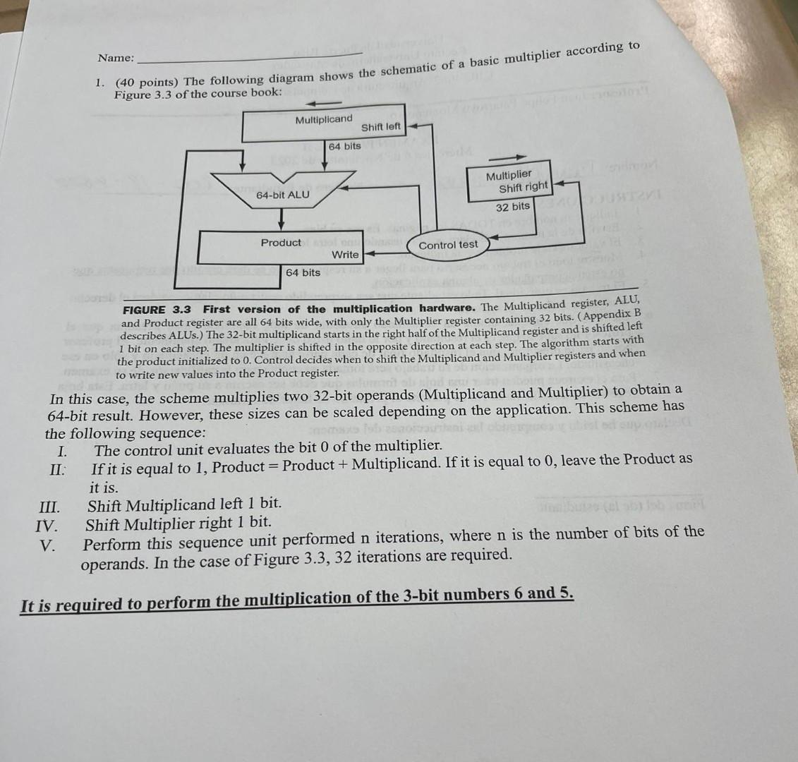 Solved Name: 1. (40 points) The following diagram shows the | Chegg.com