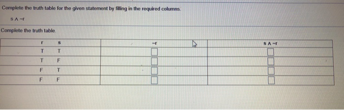 Solved Complete the truth table for the given statement by | Chegg.com