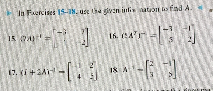 Solved In Exercises 15–18, use the given information to find | Chegg.com