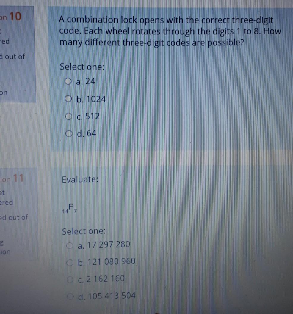 Solved on 10 A combination lock opens with the correct | Chegg.com