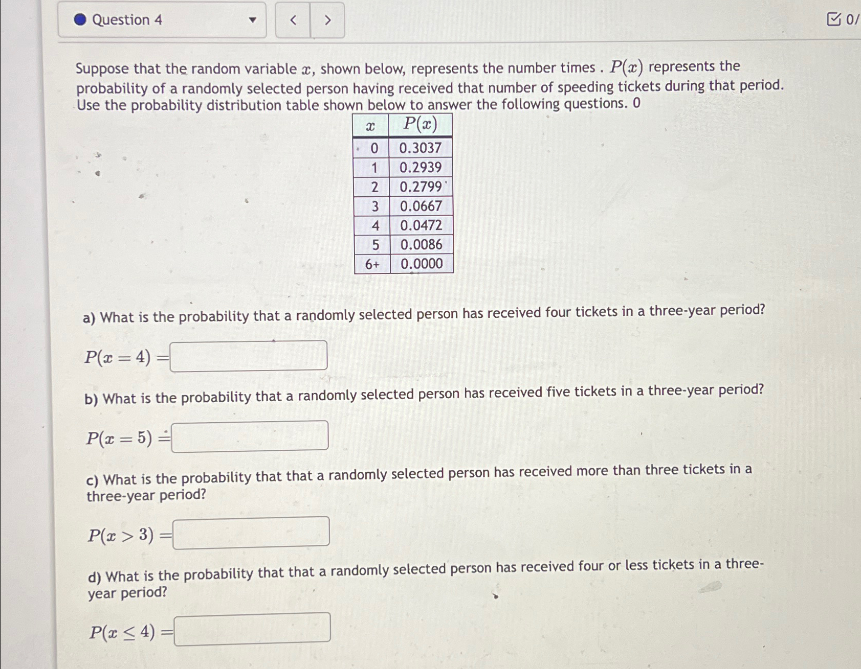 Solved Question 4Suppose that the random variable x, ﻿shown | Chegg.com