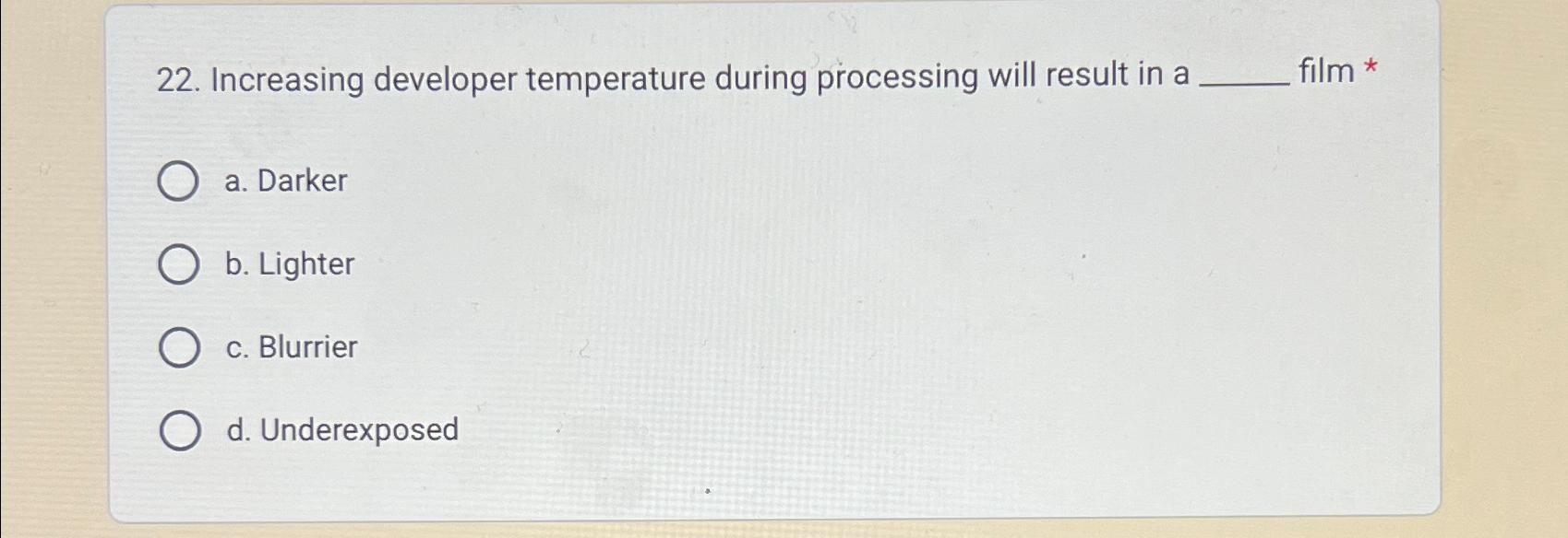 Solved Increasing developer temperature during processing