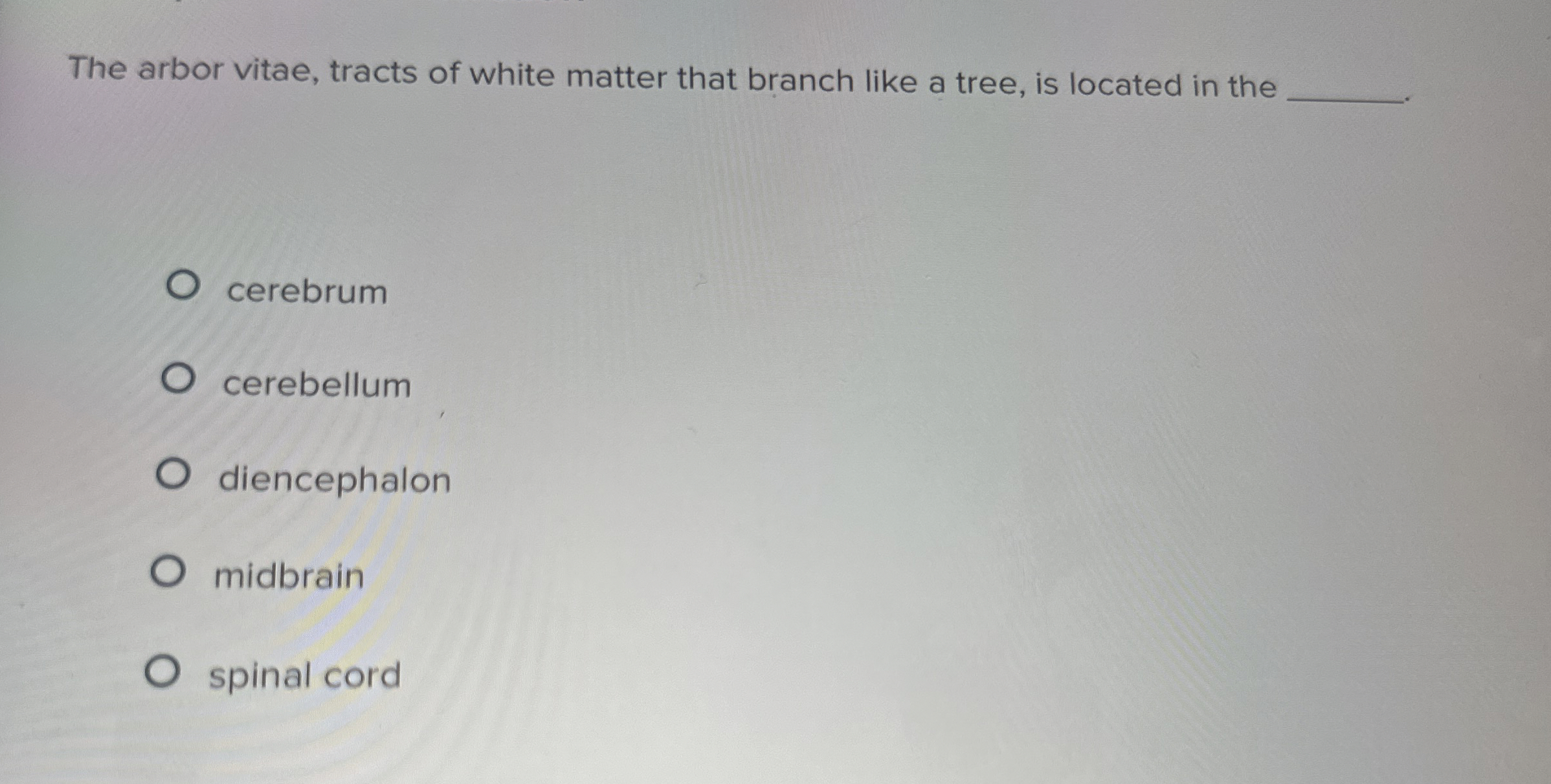 Solved The arbor vitae, tracts of white matter that branch | Chegg.com