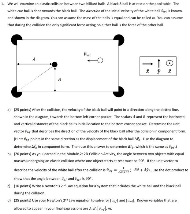 Solved 1. We will examine an elastic collision between two | Chegg.com